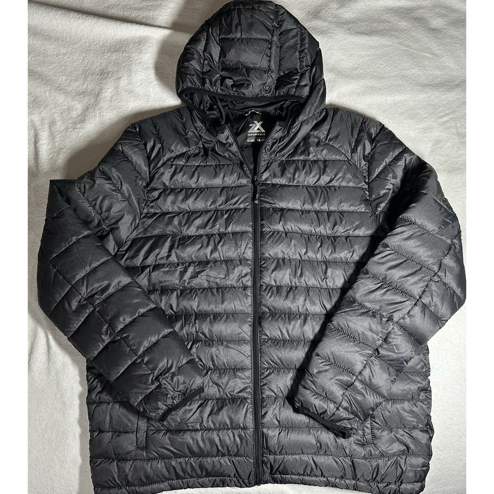ZeroXposur Men's Gray Hooded Quilted Puffer Jacket Full Zip Size XXL